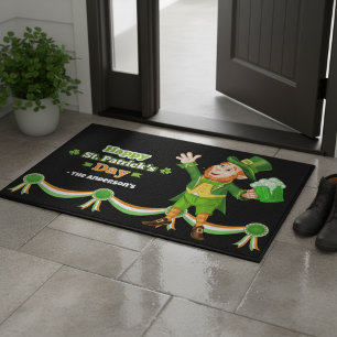 Happy Leprechaun St Patrick's Personalised Doormat
