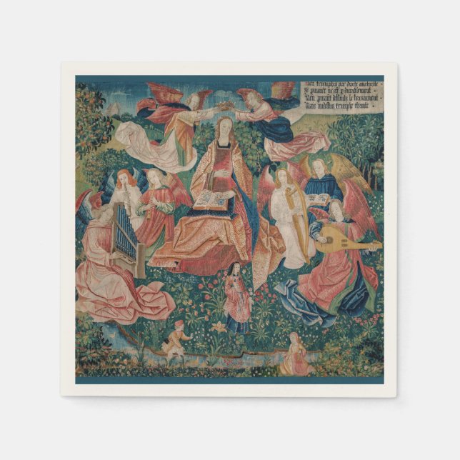 Happy Life in Paradise Garden Mediaeval Tapestry Napkin (Front)
