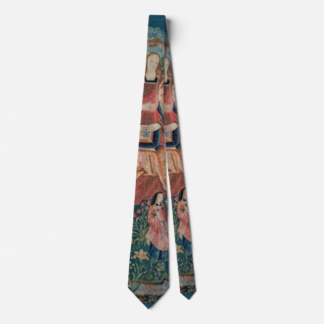 Happy Life in Paradise Garden Mediaeval Tapestry Tie (Front)