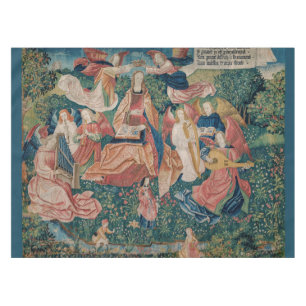 Happy Life in Paradise Garden Medieval Tapestry Tablecloth