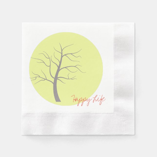 Happy Life Sunny Tree Cocktail Napkin (Front)