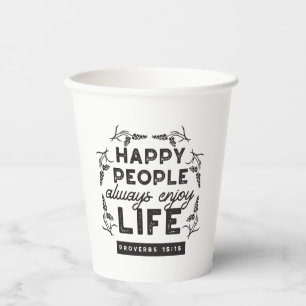 Happy Life with Faith – Proverbs 15:15 Art Paper Cups