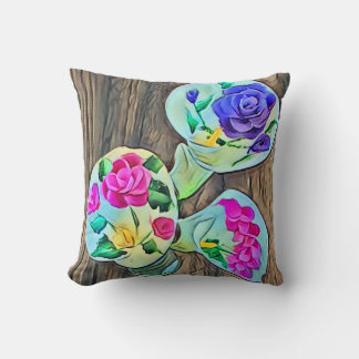 Happy Lilys Acrylic Painting Design Cushion