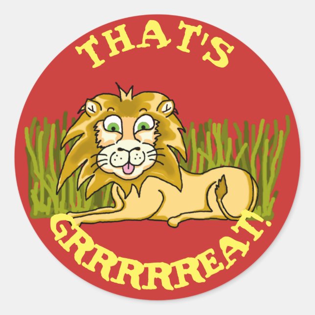 Happy Lion Classic Round Sticker (Front)