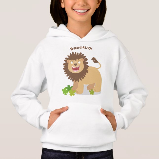 Happy lion roaring cartoon illustration (Front)