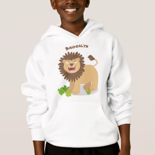 Happy lion roaring cartoon illustration