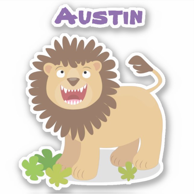 Happy lion roaring cartoon illustration (Front)