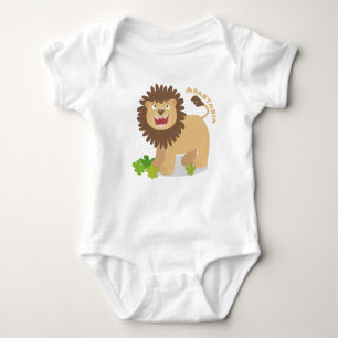 Happy lion roaring cartoon illustration baby bodysuit