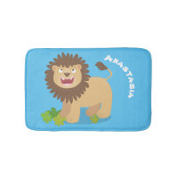 Happy lion roaring cartoon illustration