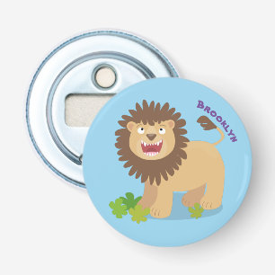Happy lion roaring cartoon illustration bottle opener