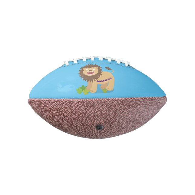 Happy lion roaring cartoon illustration football (Rotated 270)