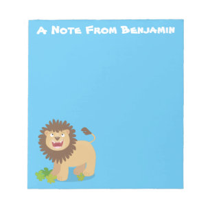 Happy lion roaring cartoon illustration notepad