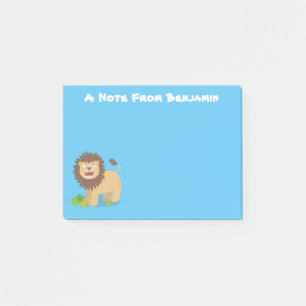 Happy lion roaring cartoon illustration post-it notes