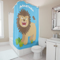 Happy lion roaring cartoon illustration