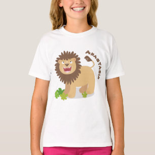 Happy lion roaring cartoon illustration T-Shirt