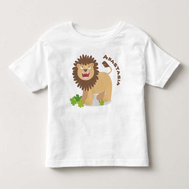 Happy lion roaring cartoon illustration toddler T-Shirt (Front)