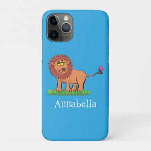 Happy lion with butterfly cartoon illustration Case-Mate iPhone case