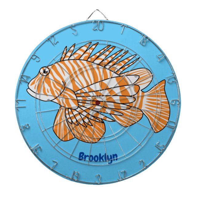 Happy lionfish cartoon illustration dartboard (Front)
