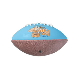 Happy lionfish cartoon illustration  football