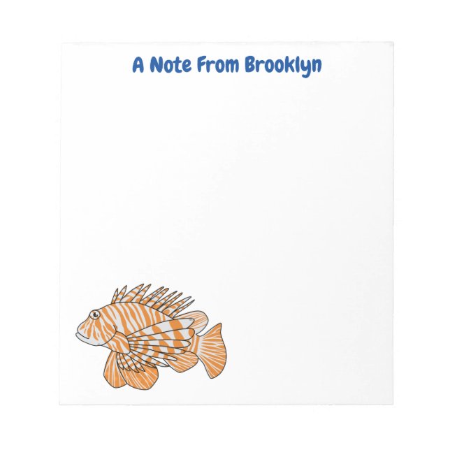 Happy lionfish cartoon illustration notepad (Front)