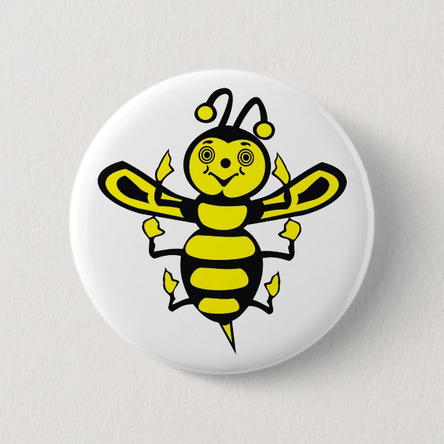 Happy Little Bee 6 Cm Round Badge (Front)