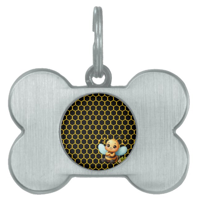 Happy Little Bee Pet ID Tag (Front)