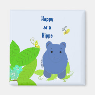 Happy Little Blue Hippo Magnet