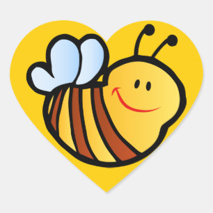 HAPPY LITTLE BUMBLEBEE BEE CARTOON CUTE HONEY INSE HEART STICKER