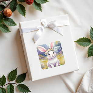 Happy little bunny 2, Easter Square Sticker