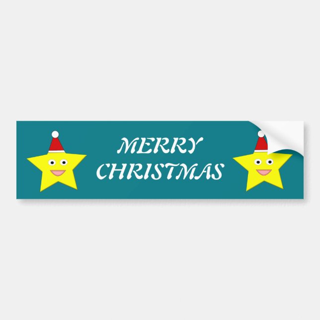 Happy Little Christas Star Custom Bumper Sticker (Front)