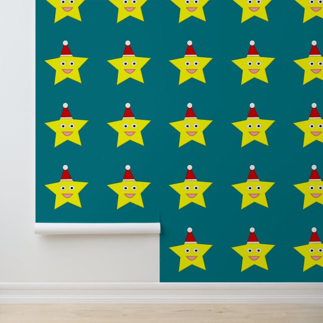 Happy Little Christmas Star Patterned Wallpaper (Application)
