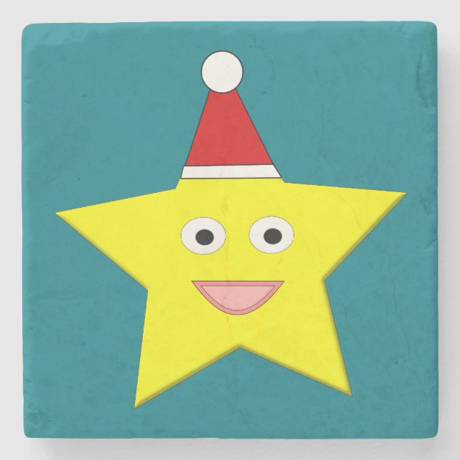 Happy Little Christmas Star Stone Coaster (Front)