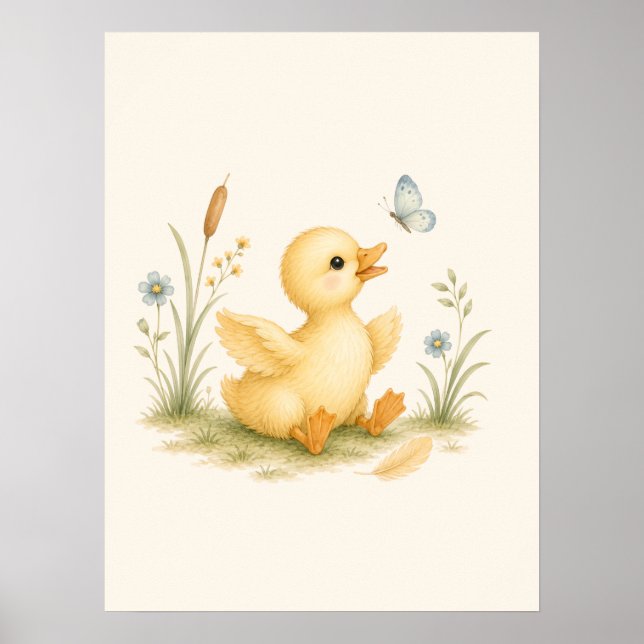 Happy Little Duck Nursery Poster (Front)