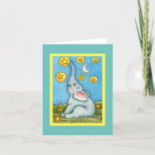 HAPPY LITTLE ELEPHANT REACHING FOR THE STARS Blank Card