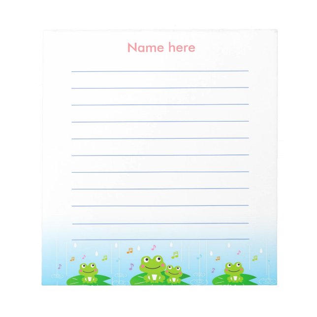 Happy Little Frogs Lined Notepad (Front)