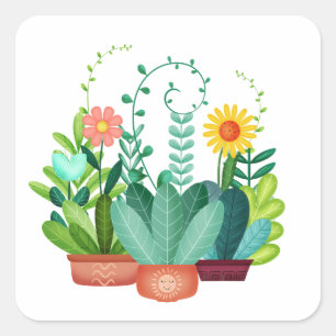 Happy Little Garden Square Sticker