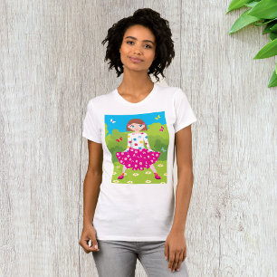 Happy Little Girl with Flowers and Butterflies T-Shirt