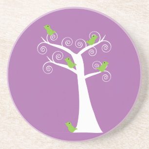 Happy Little Green Bird Decor Coaster