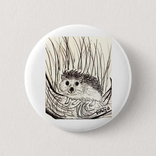 Happy Little Hedgehog 6 Cm Round Badge (Front)