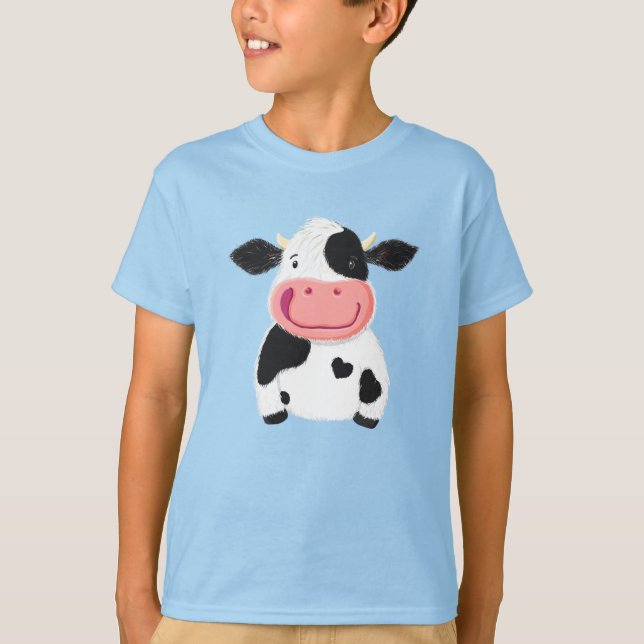 Happy Little Holstein Dairy Cow T-Shirt (Front)