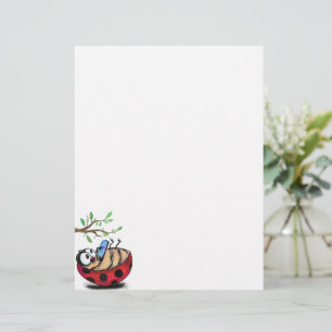 Happy Little Ladybug with Phone - Cartoon Drawing  Custom Letterhead
