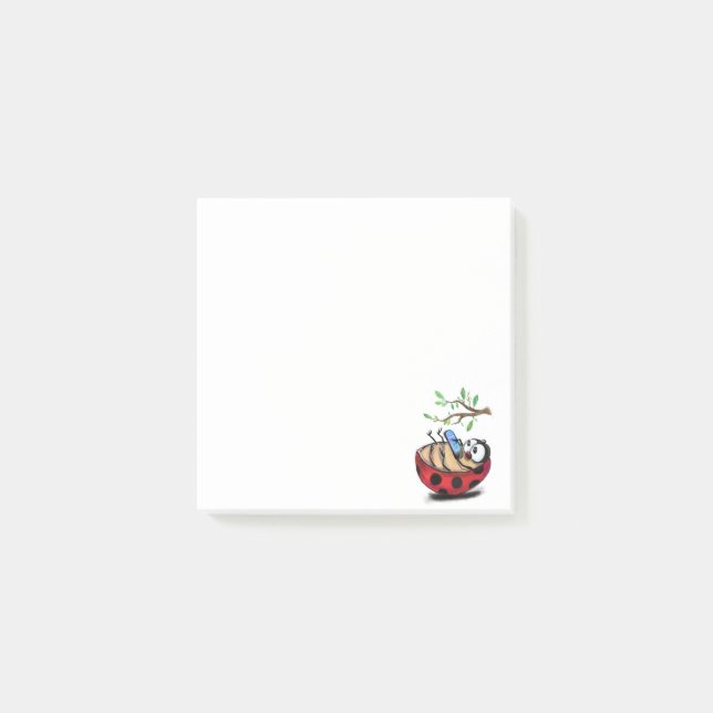 Happy Little Ladybug with Phone - Funny  Post-it Notes (Front)