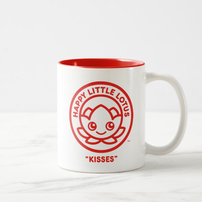 Happy Little Lotus, Kisses, Two-Tone Coffee Mug (Right)