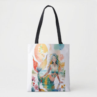 Happy Little Mermaid Beach Tote Bag