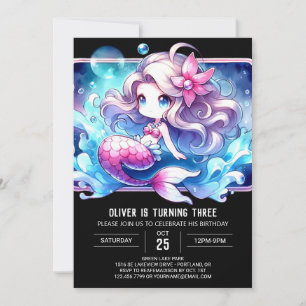 Happy Little Mermaid Birthday Invitation