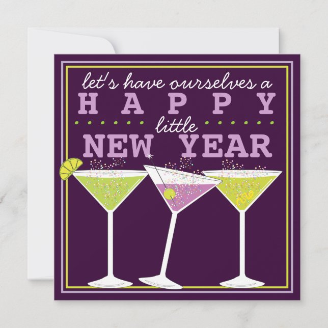 Happy Little New Years Eve Cocktail Party Invitation (Front)