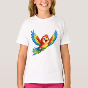 Happy Little Parrot Cartoon Art for Kids and Bird  T-Shirt
