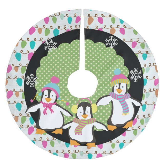 Happy Little Penguins Holiday Tree Skirt (Front)