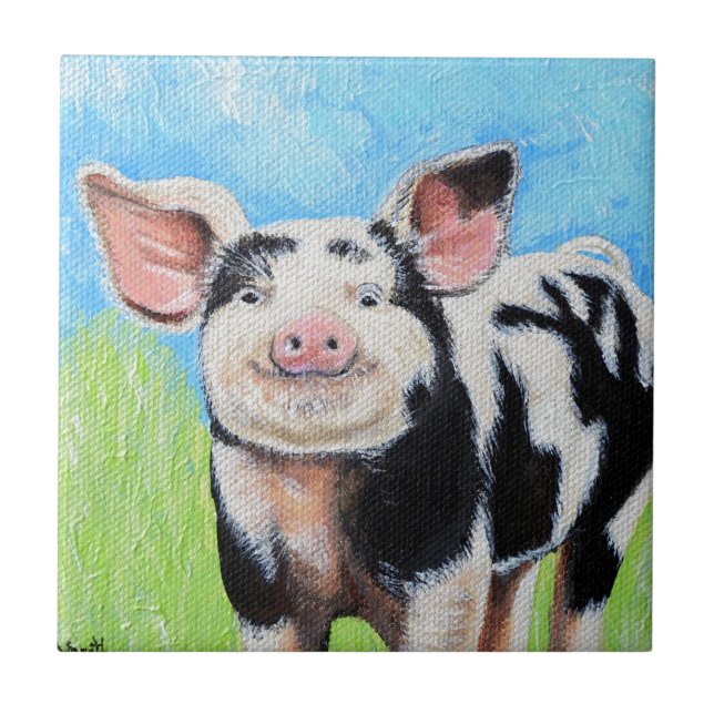Happy Little Pig Painting Tile (Front)