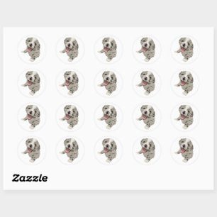 Happy Little Pup 1.0 Classic Round Sticker